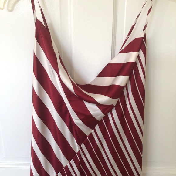 Anthropologie Asymmetrical Red and White Striped Slip Dress size XL - Picture 3 of 10
